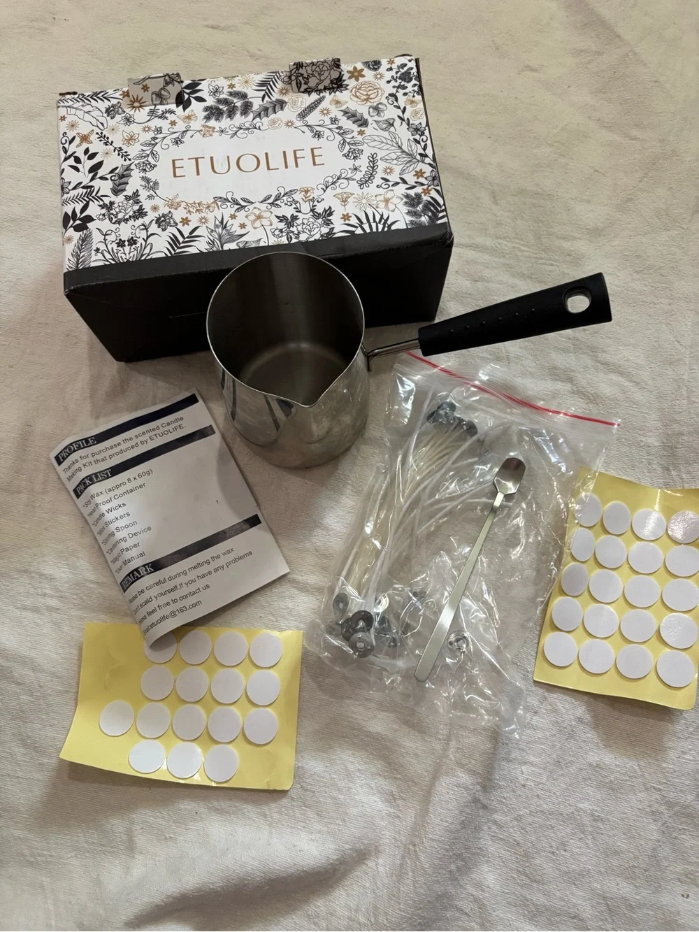 ETUOLIFE Soy Wax Scented Candle Making Kit, Container, Pouring Pot, Wicks